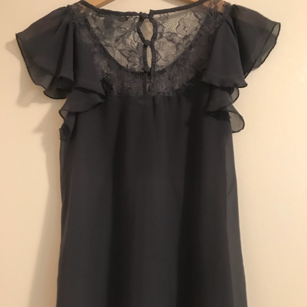 Sheer Gray Ruffled Blouse - Picture 2 of 3